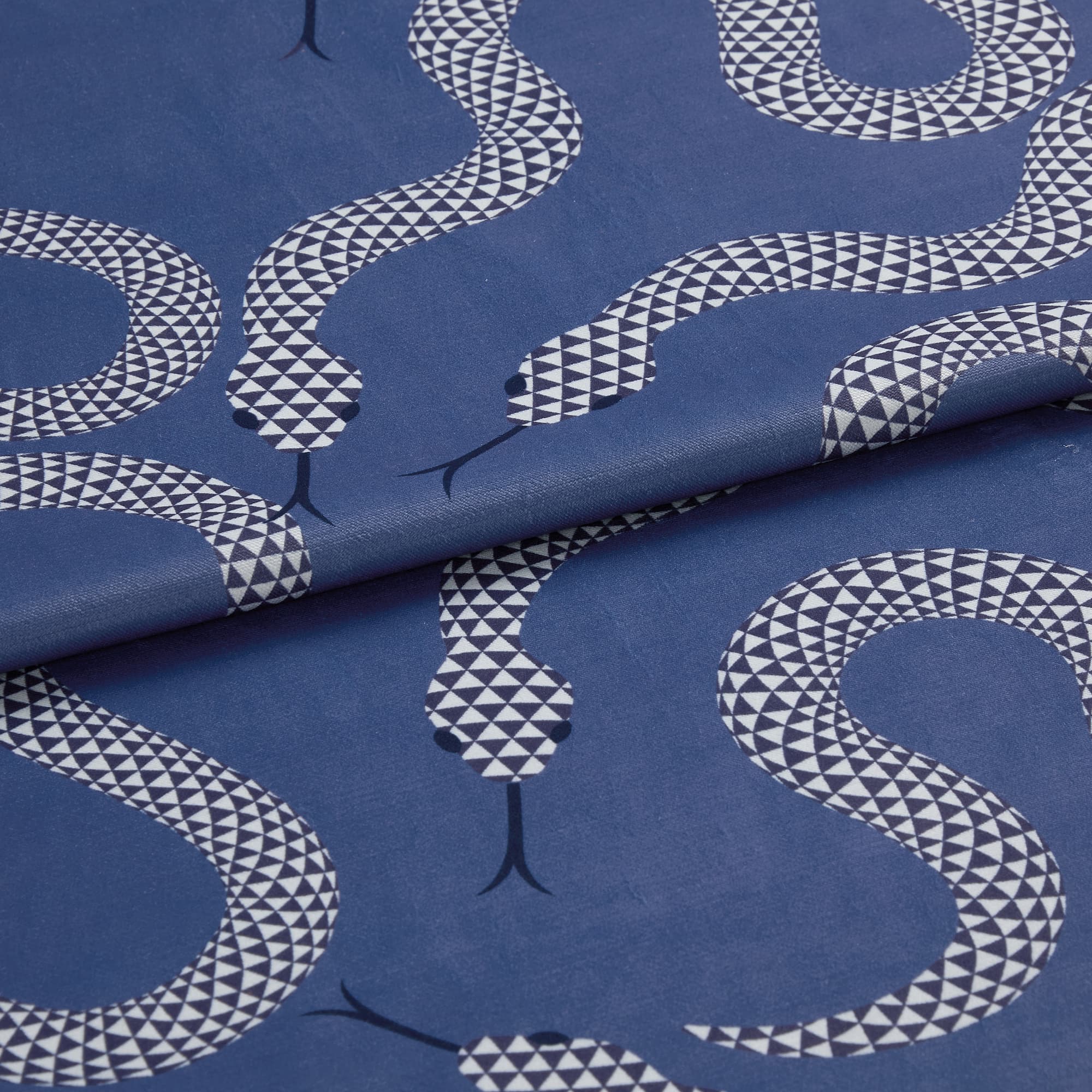Eden Snake Blue Velvet Curtains