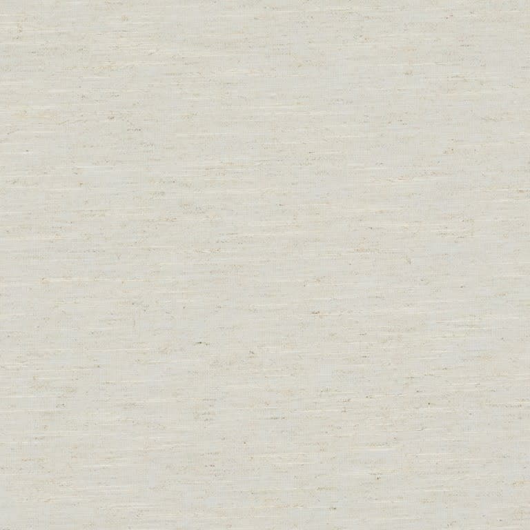 Beige woven linen fabric with horizontal slub texture; covering surface evenly and revealing subtle irregular threads and flecks; shown close-up under soft, diffuse lighting in a neutral, minimal setting.