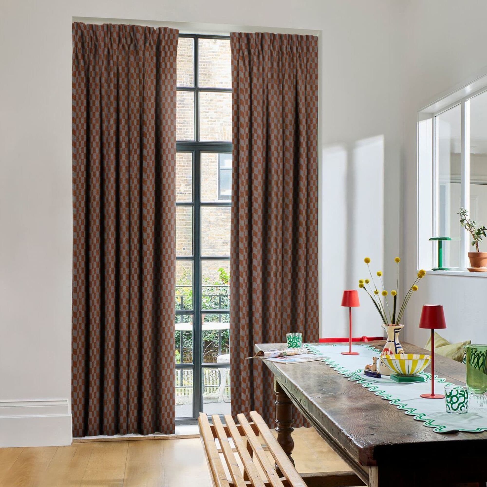 Checkerboard Brick Curtains