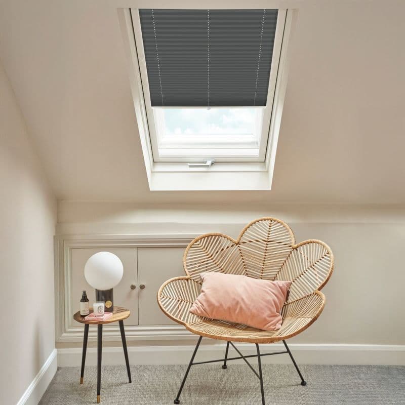 Solartex Chintz Anthracite Pleated blind