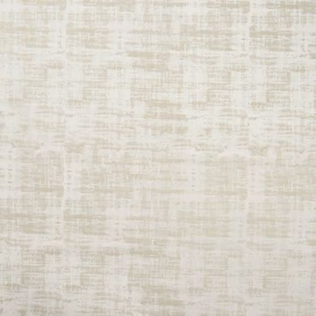 Beige woven-texture wallpaper covering the entire frame, showing a soft crosshatch pattern of lighter and darker threads; lying flat and static; close-up, evenly lit, neutral interior sample.