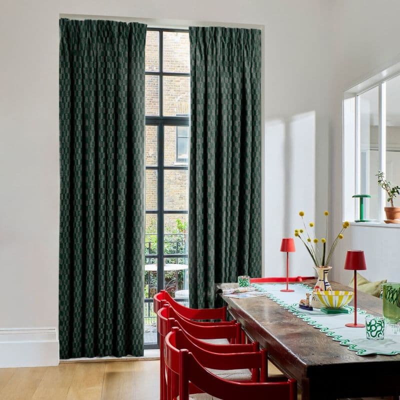 Checkerboard Emerald Curtains