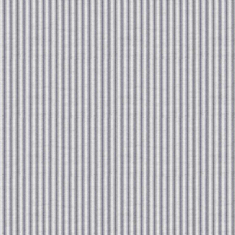 Narrow black dashed vertical-striped fabric, hanging flat and filling the frame; repeating pinstripe pattern on white background, close-up showing textile weave under even, diffuse light.