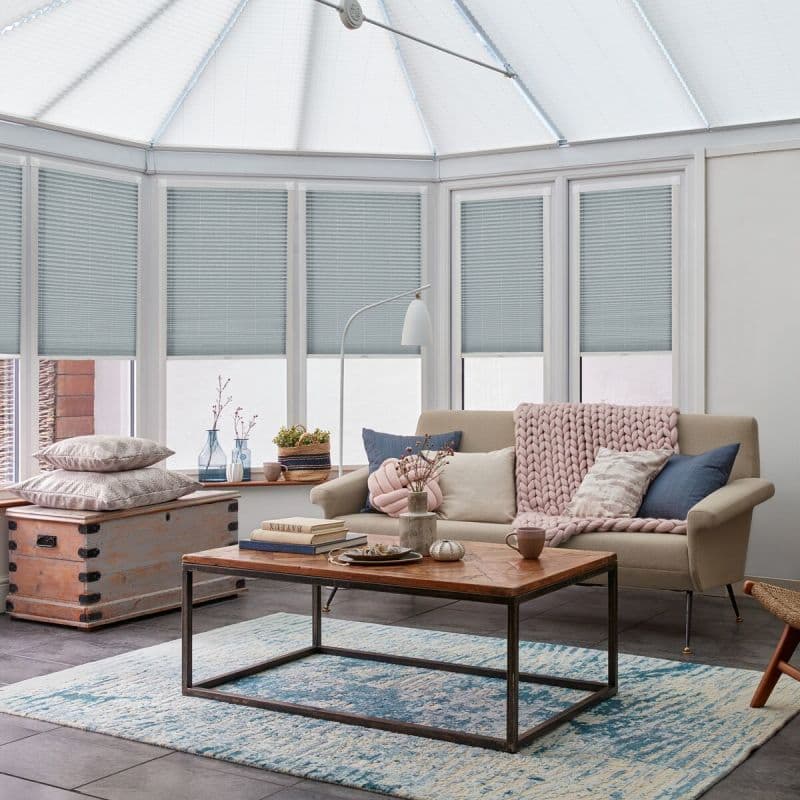 Blocks Denim Pleated blind