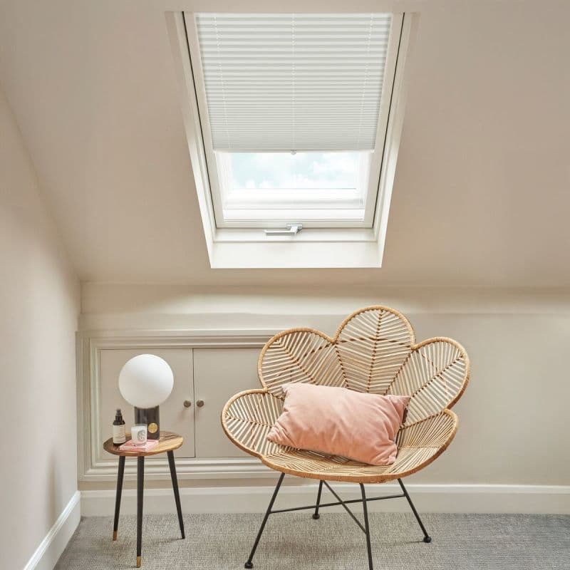 Solartex Chintz Light Sage Pleated blind