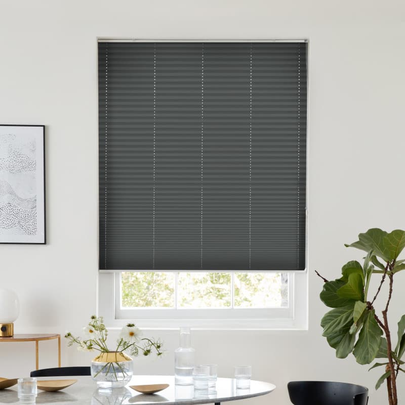 Solartex Chintz Anthracite Pleated blind