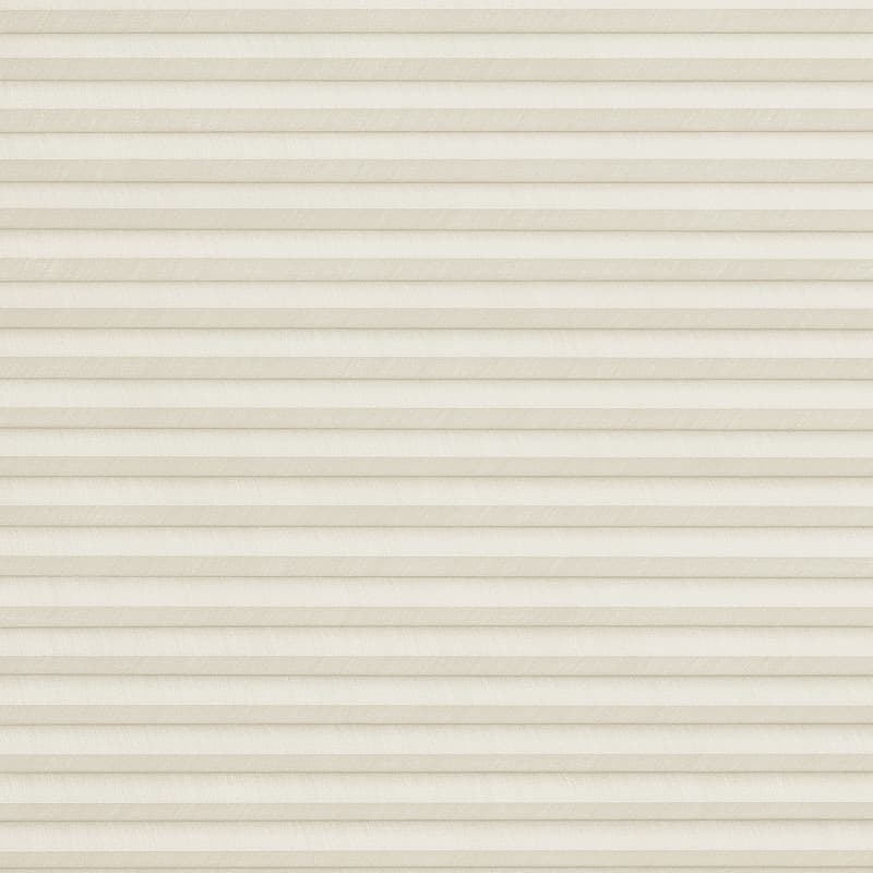 Cream pleated (cellular) blind, fully lowered with narrow horizontal folds; closed and filtering soft daylight; fills the frame, presenting a neutral, evenly lit surface with no visible room context.