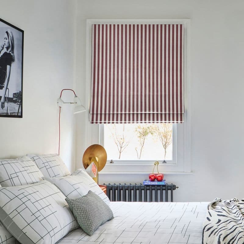 Portofino Stripe Vino Roman blind