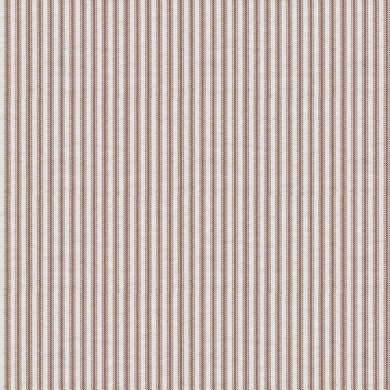 Narrow vertical striped wallpaper fills the frame, alternating thin brown dashed and white bands; repeating pattern covers a flat surface under even, neutral lighting.