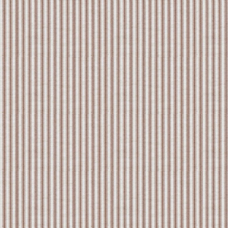 Narrow vertical striped wallpaper fills the frame, alternating thin brown dashed and white bands; repeating pattern covers a flat surface under even, neutral lighting.