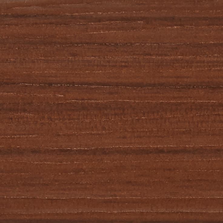 Stained wooden plank with fine horizontal grain and subtle sanding marks; displaying a smooth, matte sheen; evenly warm-lit close-up suggesting a tabletop or floor surface in neutral surroundings.