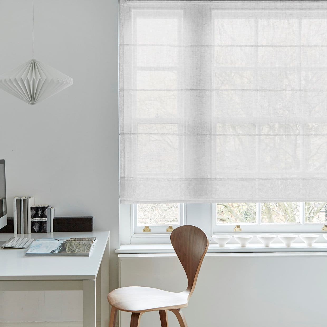 Echo White Voile Roman Blind