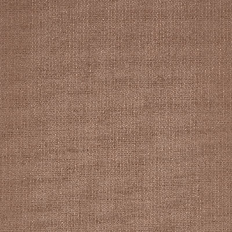 Brown woven fabric with a tight basket-weave texture and tiny flecks, lying flat across a surface; neutral, even indoor lighting, close-up filling the frame.