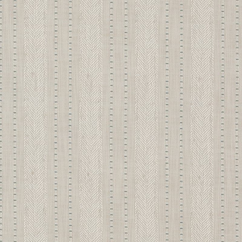 Striped textured wallpaper with alternating narrow dotted and wider herringbone vertical bands; covering a wall, neutral beige and pale blue tones; close-up, even diffuse lighting, no furnishings visible.