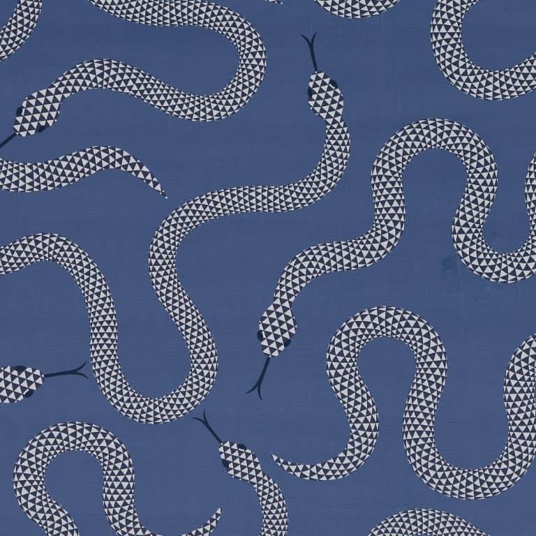 Eden Snake Blue Velvet Roman blind