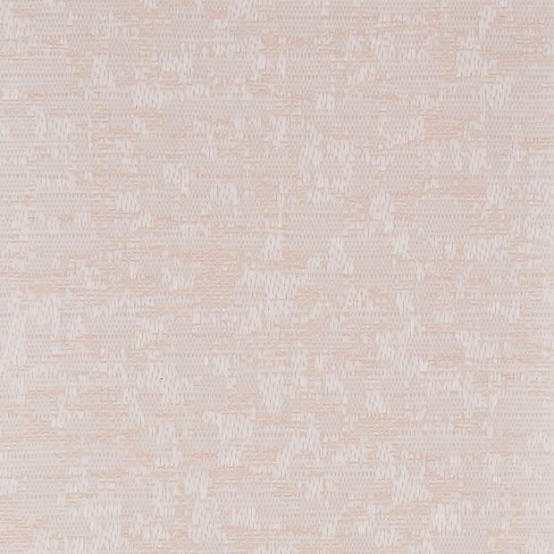 Pale pink woven textile covering the frame, displaying an irregular white stitched geometric pattern, viewed close-up under soft even light with no surrounding context.