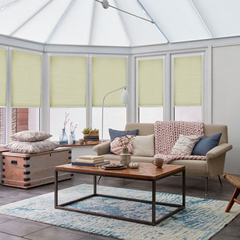 Solartex Chintz Pistachio Pleated blind