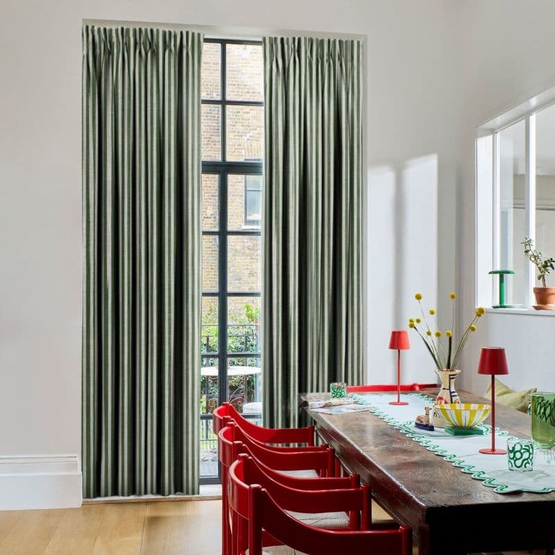 Portofino Stripe Olive Curtains