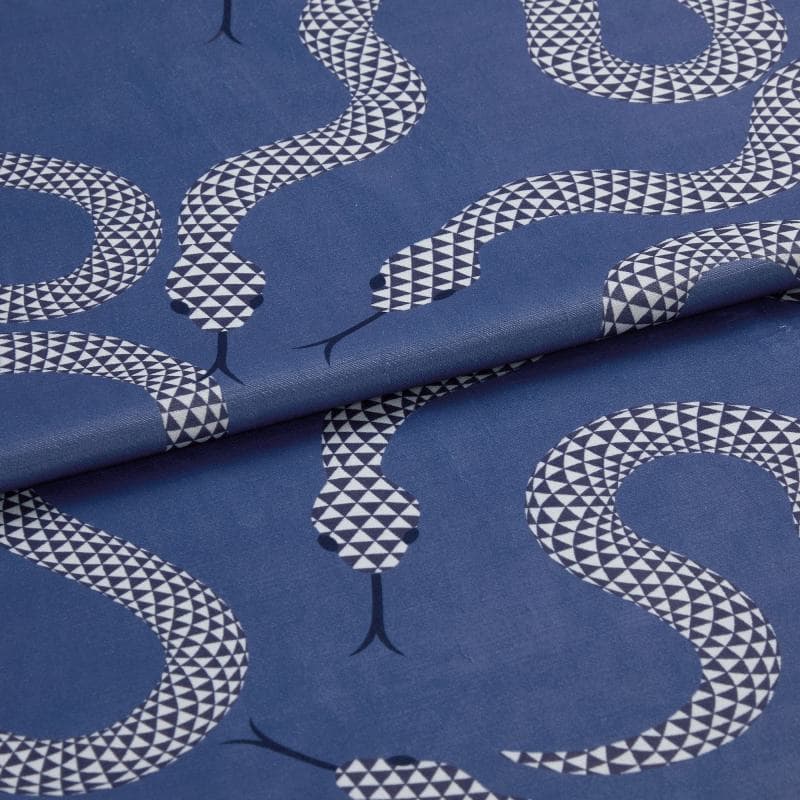 Eden Snake Blue Velvet Roman blind
