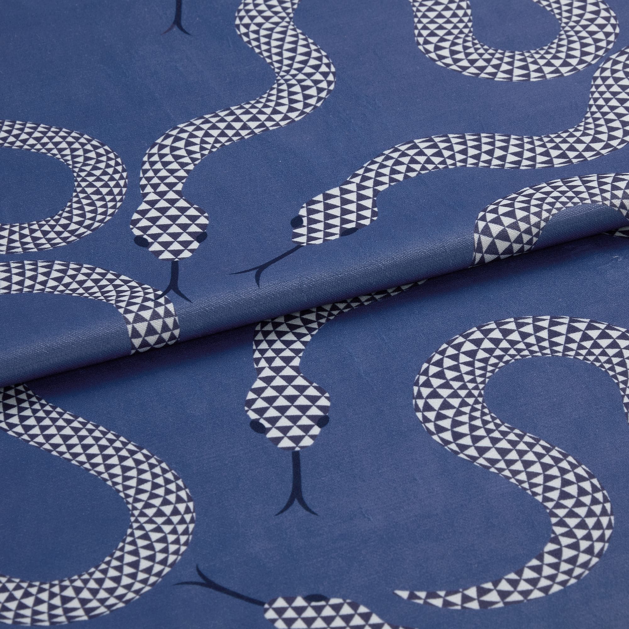 Eden Snake Blue Velvet Roman blind