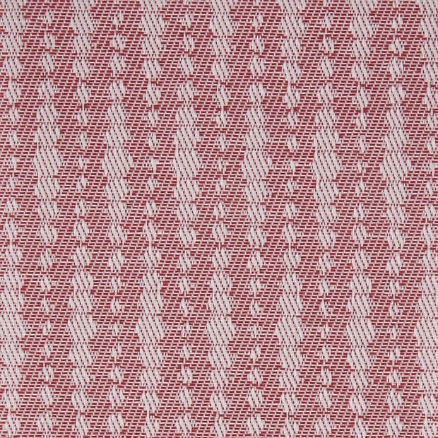Woven red-and-white fabric with repeating diagonal herringbone stripes â€” tightly woven, textured surface â€” flat close-up, evenly lit, no visible surroundings.