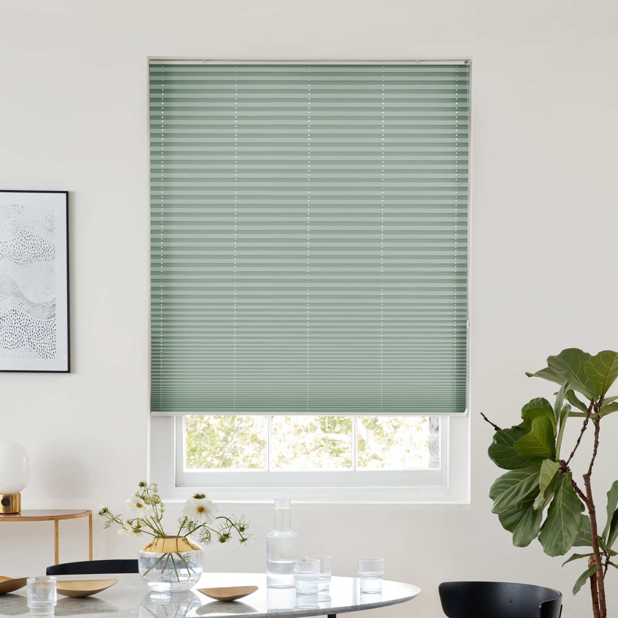 Solartex Chintz Duckegg Pleated blind