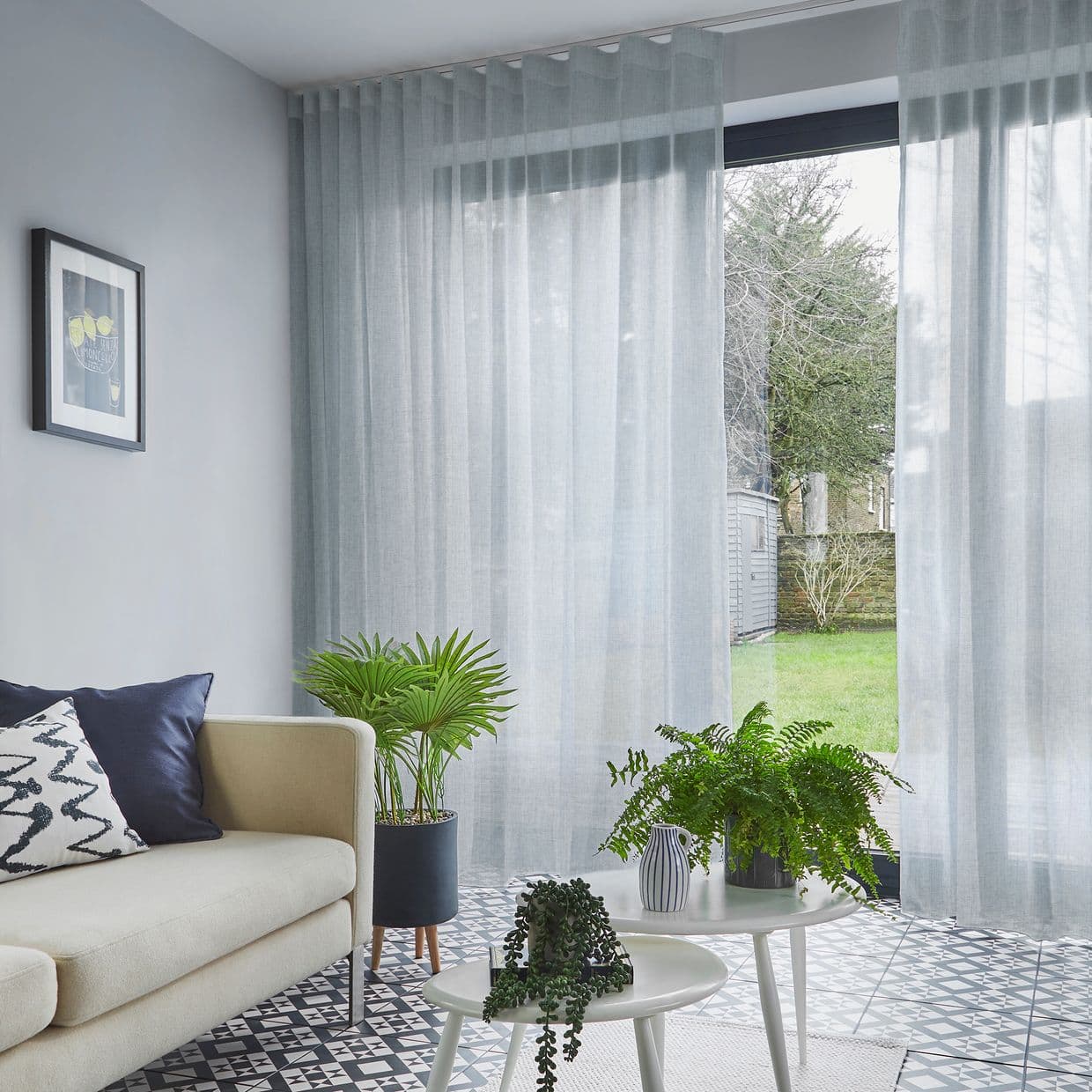 Echo Silver Voile Curtain