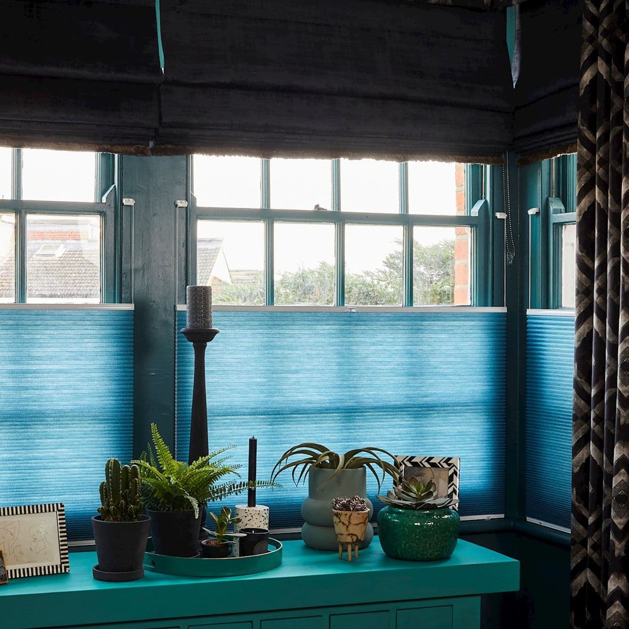 Thermashade Teal Texture Pleated Blind