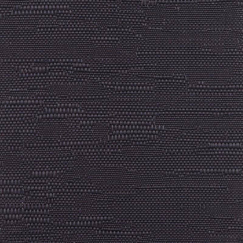 Dark charcoal woven fabric swatch, tightly woven with subtle raised grid and irregular horizontal ribs; shown close-up, evenly lit macro view with no visible surroundings.