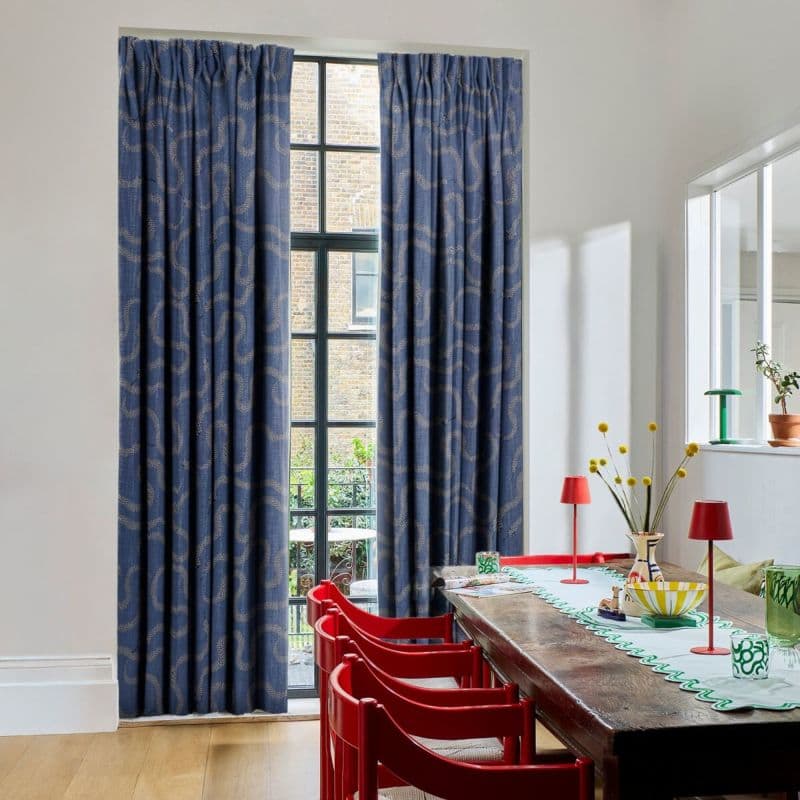 Eden Snake Blue Velvet Curtains