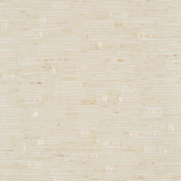 Beige woven grasscloth wall covering, horizontal fiber striations and subtle flecks, covering a flat surface and evenly lit, suggesting a neutral interior wall or fabric swatch.