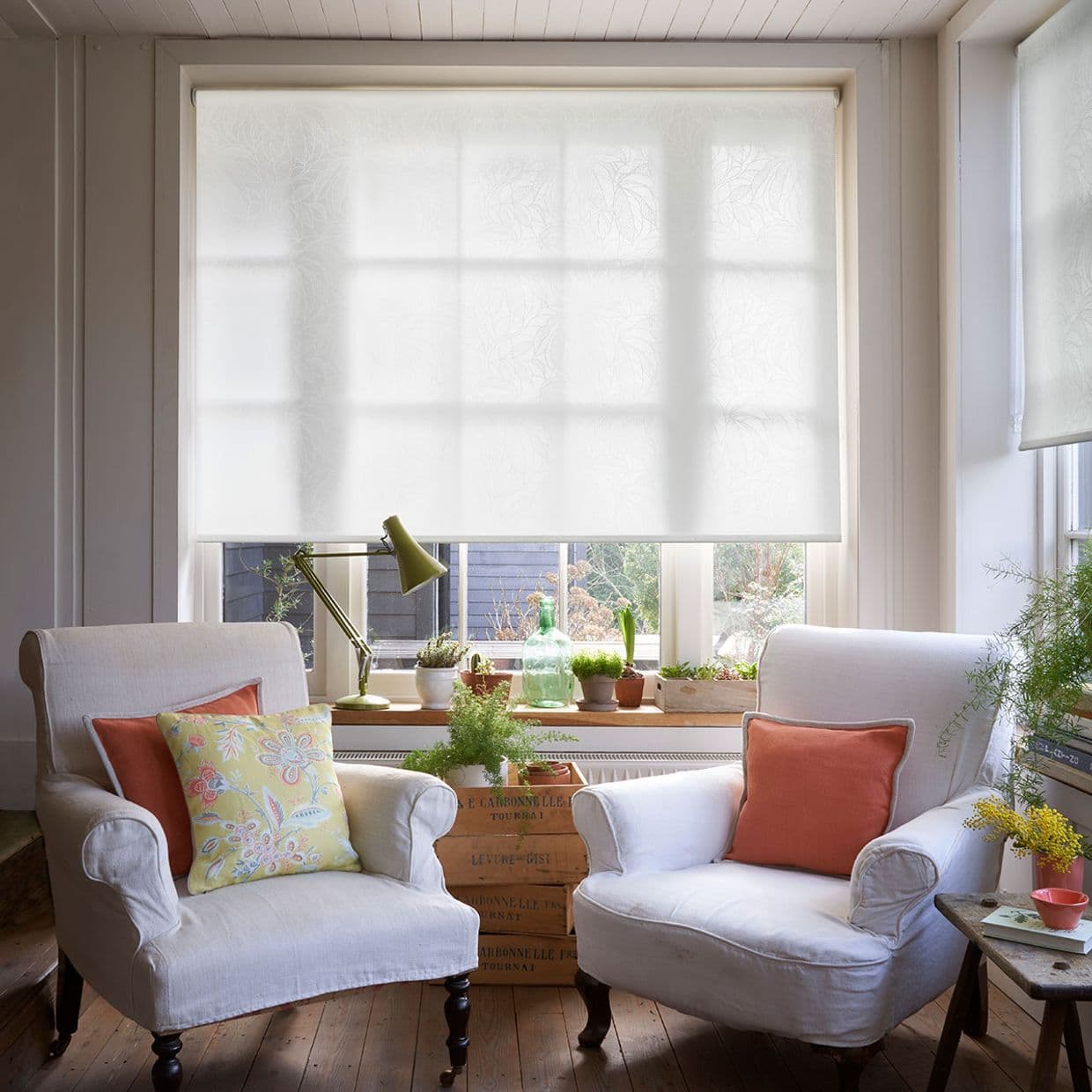 Greenery Fresh White Roller Blind