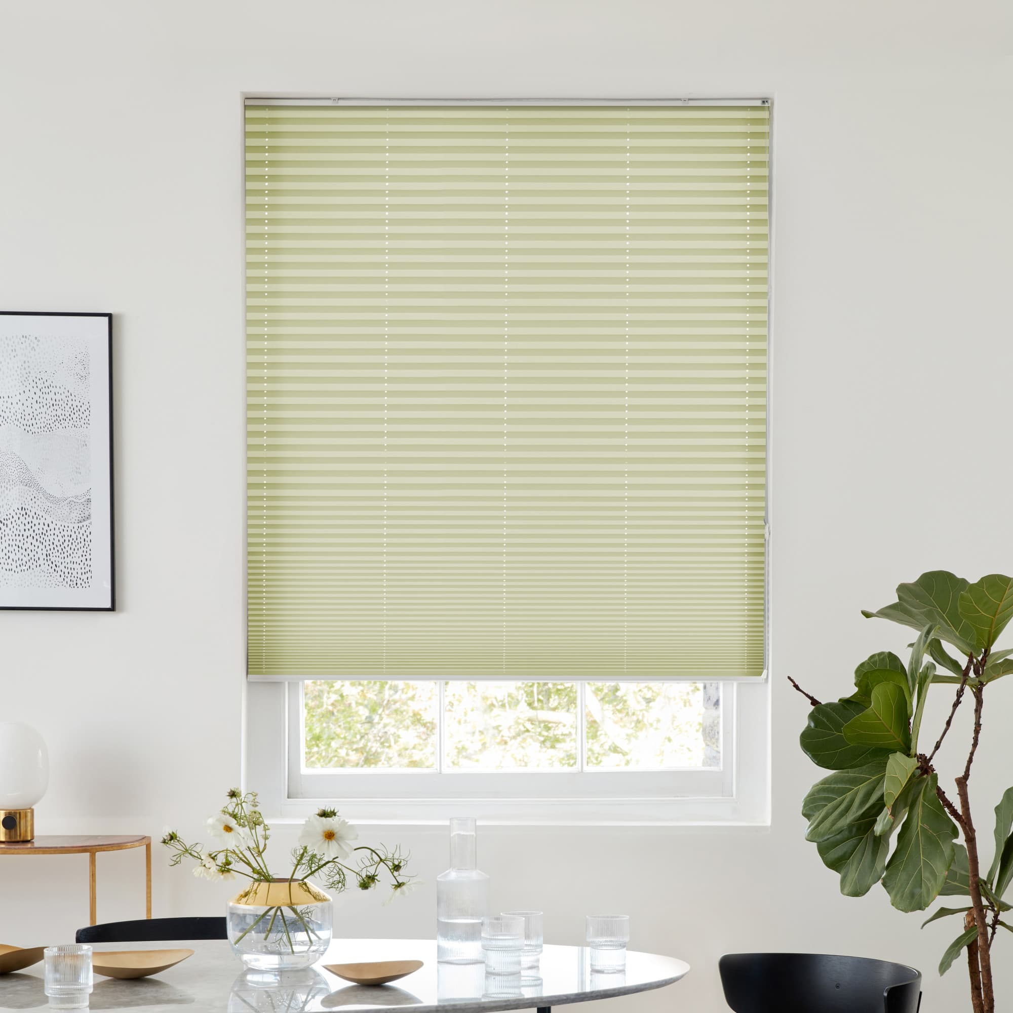 Solartex Chintz Pistachio Pleated blind