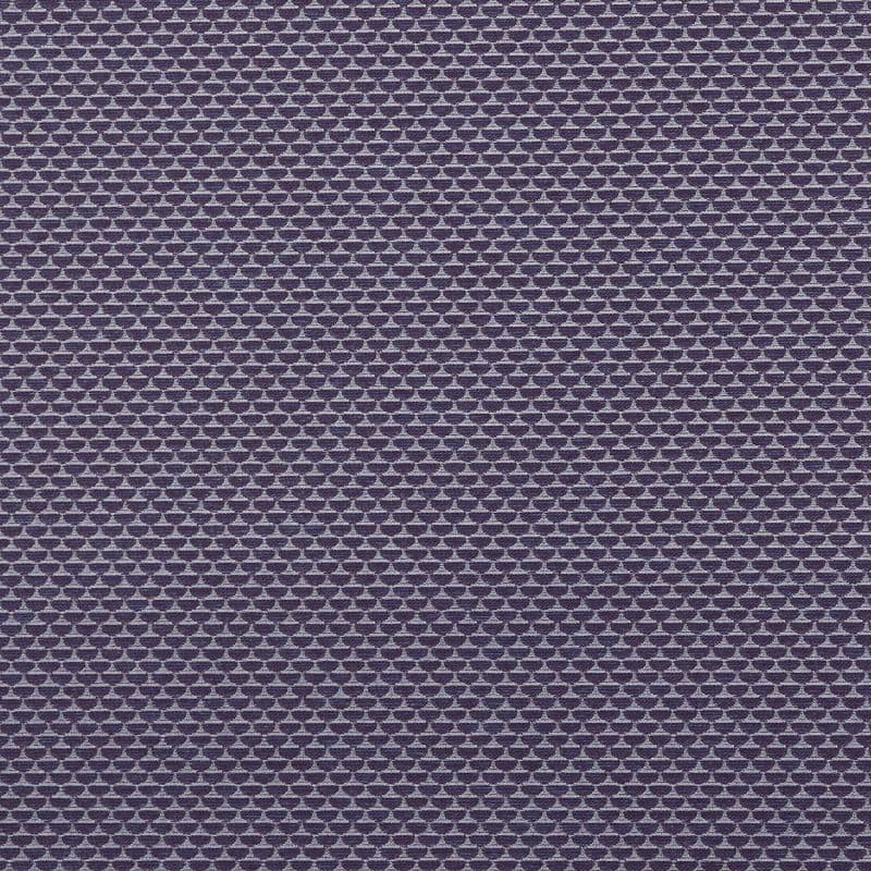 Woven purple textile patterned with staggered rows of small light-lilac half‑ovals, repeating across a flat surface; close-up, evenly lit view suggesting upholstery or wallpaper.