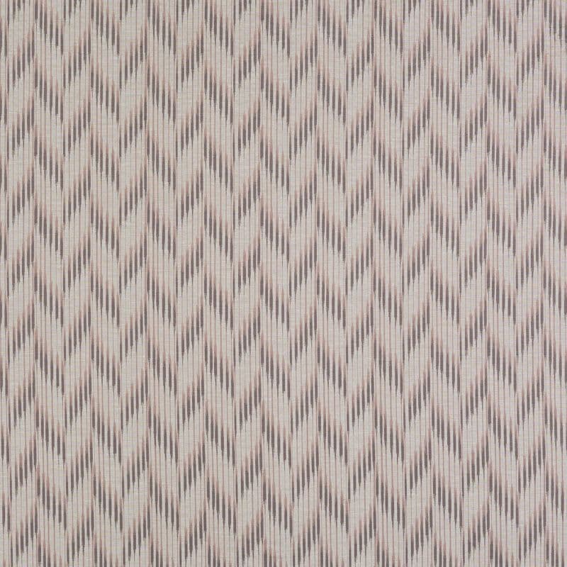 Patterned wallpaper of vertical brushstroke chevrons in muted beige and taupe — repeating across the surface — close-up flat wall or fabric sample under neutral lighting.