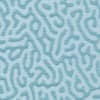 Irregular teal squiggles form a maze-like repeating pattern across a pale blue, fine-dotted, woven-texture background, producing an all-over textile or wallpaper-like appearance.