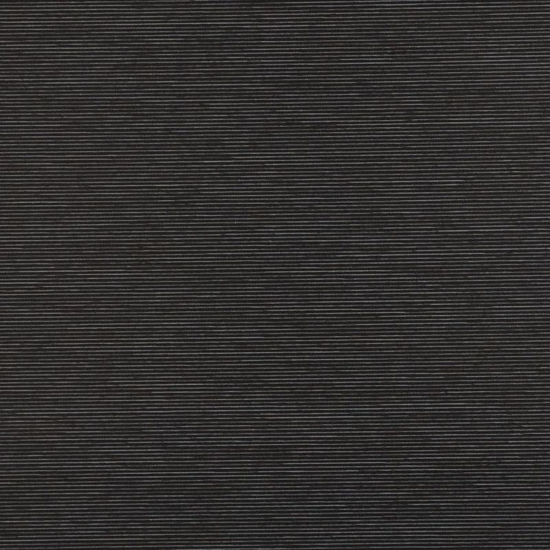 Dark charcoal fabric with fine horizontal white pinstripes, lying flat and stationary, shown in a close-up with even, neutral lighting and no visible surroundings.