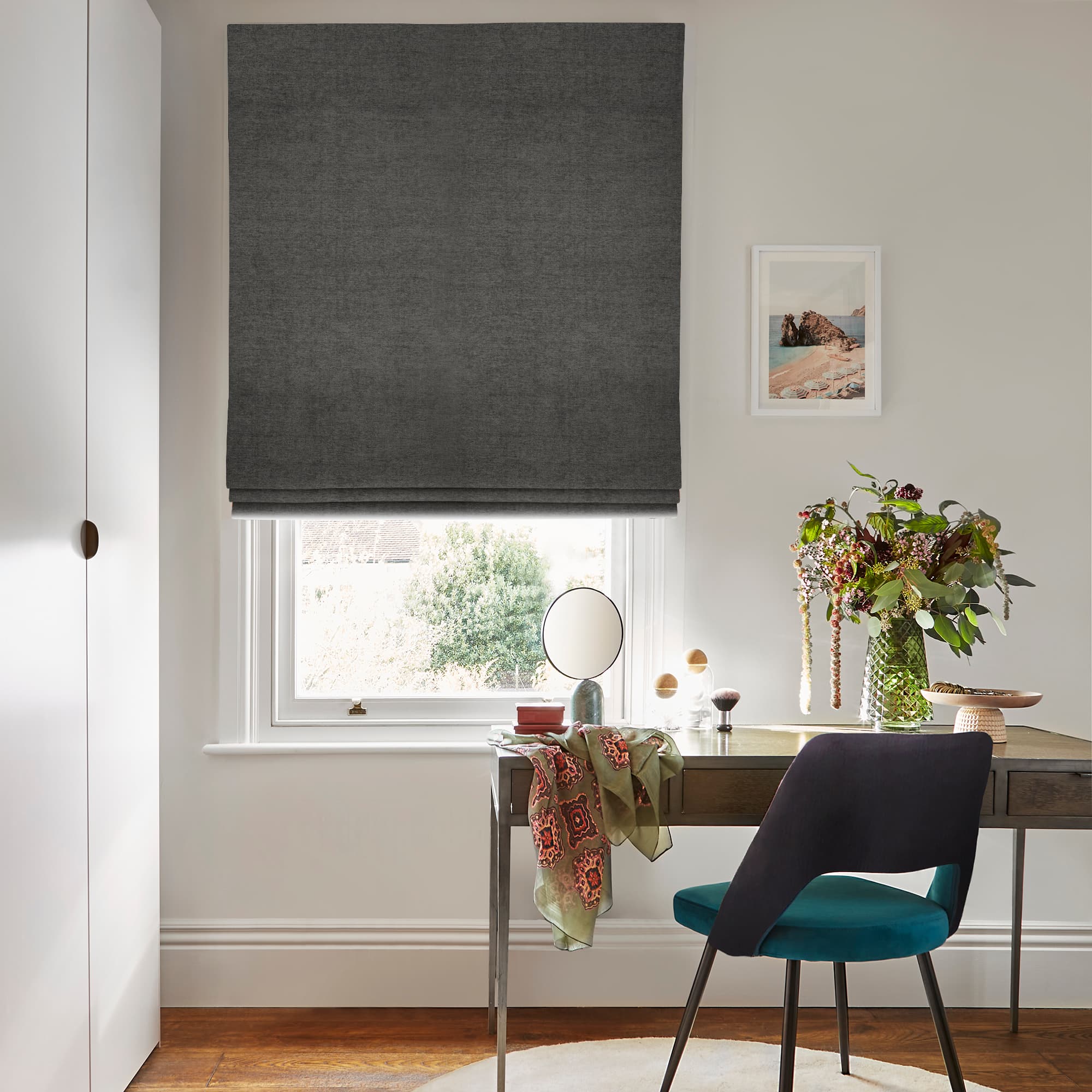 Pique Smoke Roman Blind