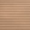 Tan pleated fabric blinds, tightly closed with evenly spaced horizontal folds, blocking the view and diffusing light, filling the frame against a neutral interior with soft, even lighting.