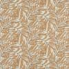 Palm-leaf wallpaper printed in a repeating pattern of ochre leaves across a cream wall, creating a warm, flat decorative surface in an interior setting.