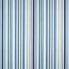Vertical-striped fabric curtain filling the frame; alternating narrow and wide bands of navy, teal, sky blue and white; hung closed and flat, suggesting a bright interior wall or window covering.