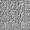 Grey textured wallpaper covered in vertical, repeating oval motifs of short white dashes; forming a consistent, rhythmic pattern on a flat interior surface under neutral lighting.