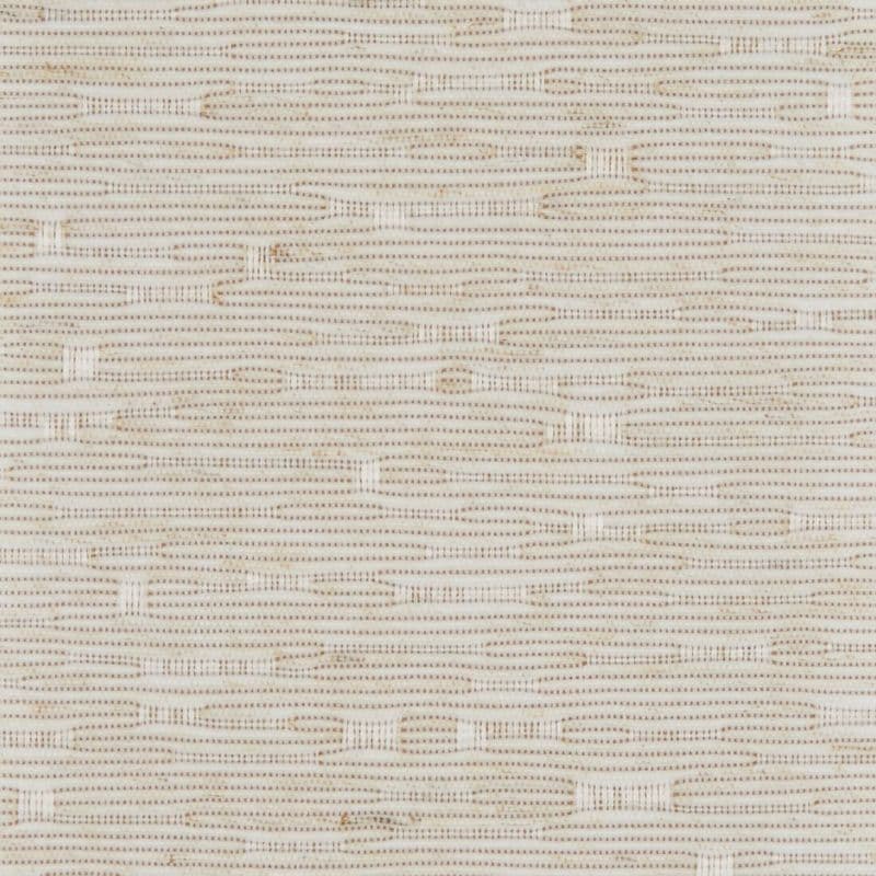 Woven beige textile with narrow horizontal dotted ribs and occasional looped motifs — lying flat — close-up view in even, neutral lighting, suggesting upholstery fabric or textured wall covering.