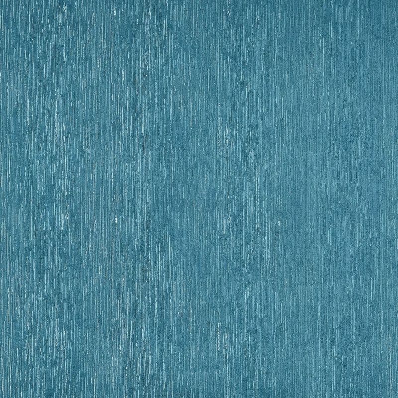 Textured teal wallpaper with narrow vertical striations; the pattern runs continuously across the surface, creating a subtle linear texture; close-up of an interior wall under even, diffuse lighting.