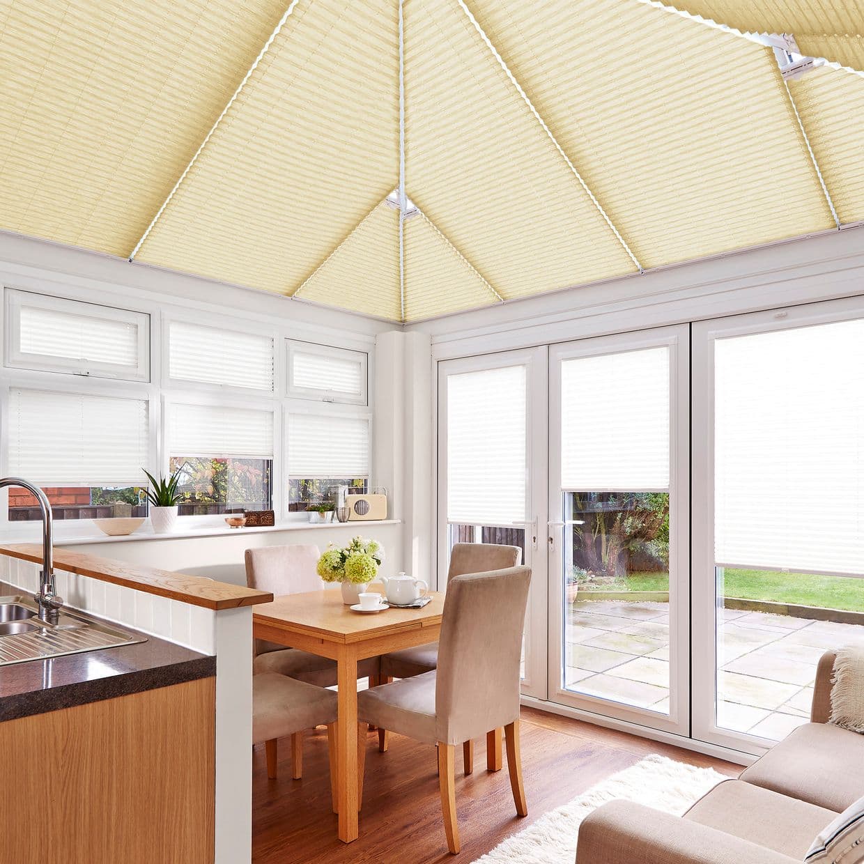 Mini Stripe Cream Conservatory Roof Pleated Blind