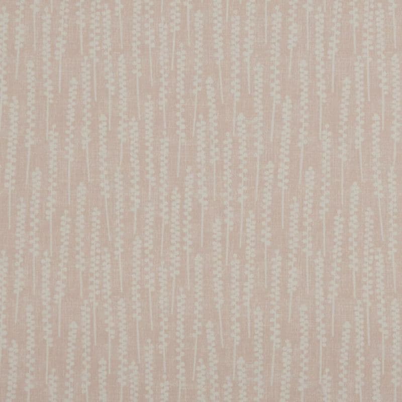 Wallpaper with repeating vertical dotted botanical stems (white) covering the frame; on a soft dusty-pink, subtly textured linen background, evenly lit close-up with no other visible elements.