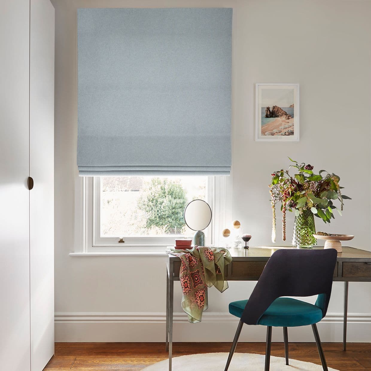 Huxley Powder Blue Roman Blind