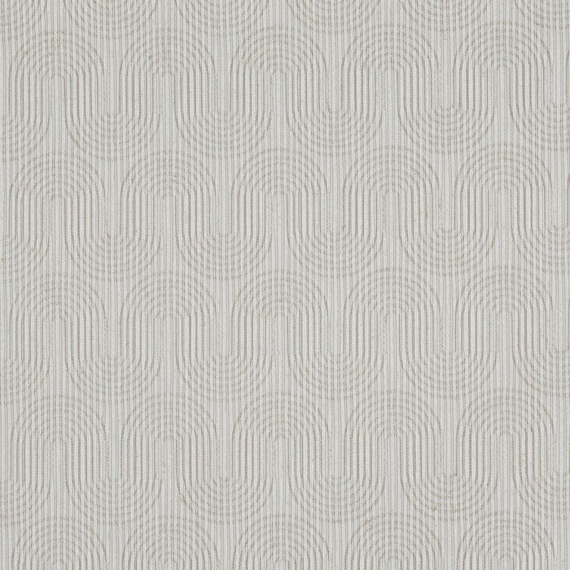 Beige-on-ivory wallpaper with repeating thin vertical-line semicircular arches (object), covering a flat wall uniformly (action), matte, subtly textured surface in neutral tones under soft, diffuse lighting (context).