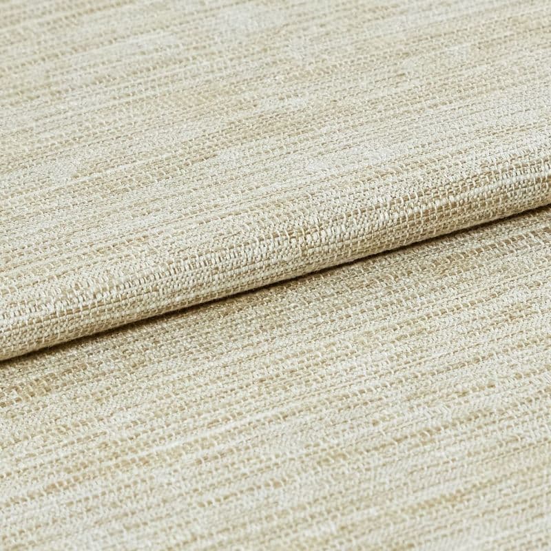 Beige woven fabric with looped, ribbed texture, folded across the frame; lying in a close-up studio view under soft, even lighting, emphasizing the textile's weave and subtle sheen.