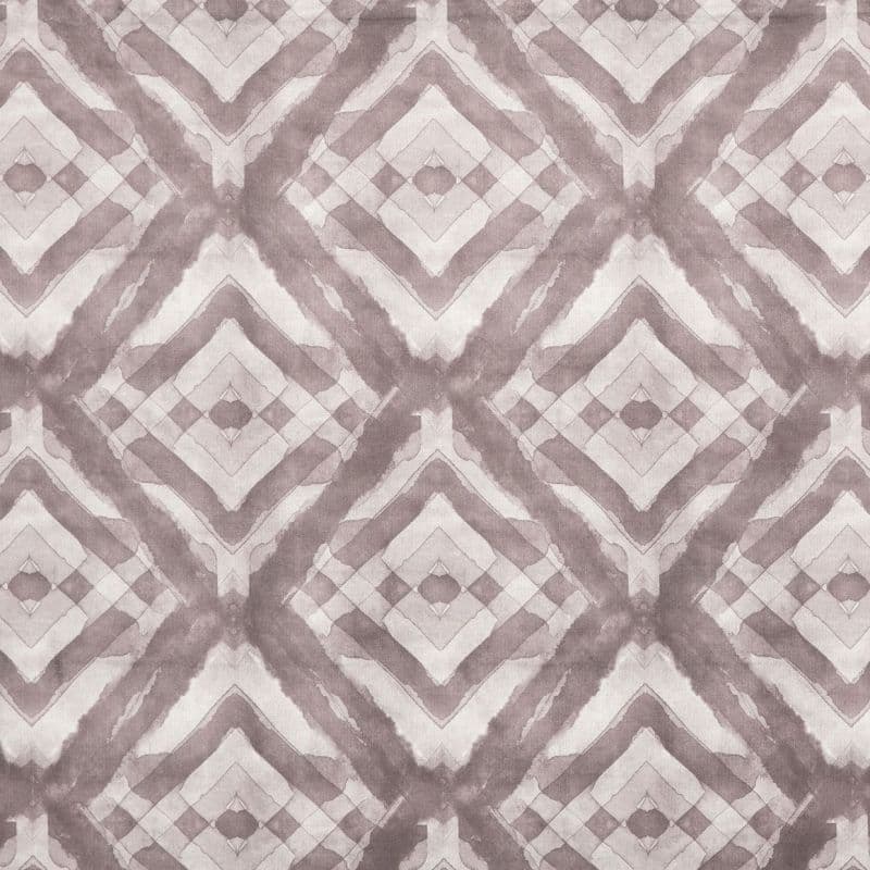 Repeating diamond tie-dye fabric pattern (soft mauve and cream) — printed across a flat textile surface — presented as a wallpaper or upholstery sample in even, diffuse light.
